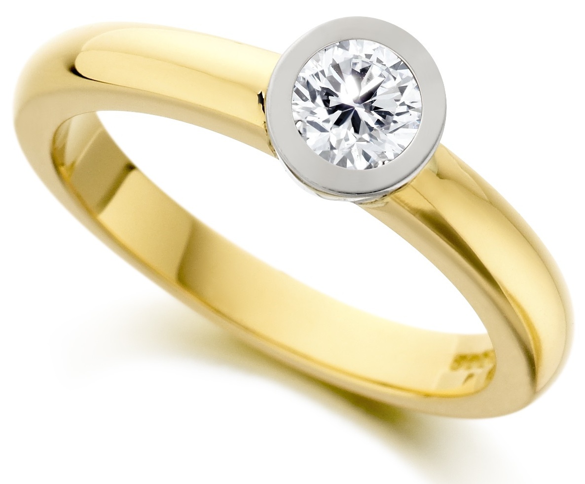 Round Rub Over Yellow Gold Engagement Ring IC0503YG Main Image